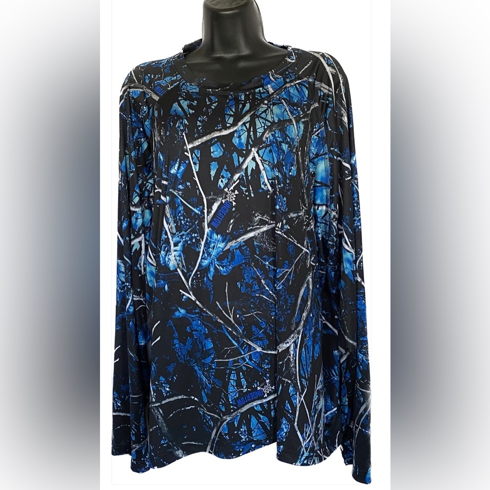 Women's Blue and Black Abstract Tunic Top